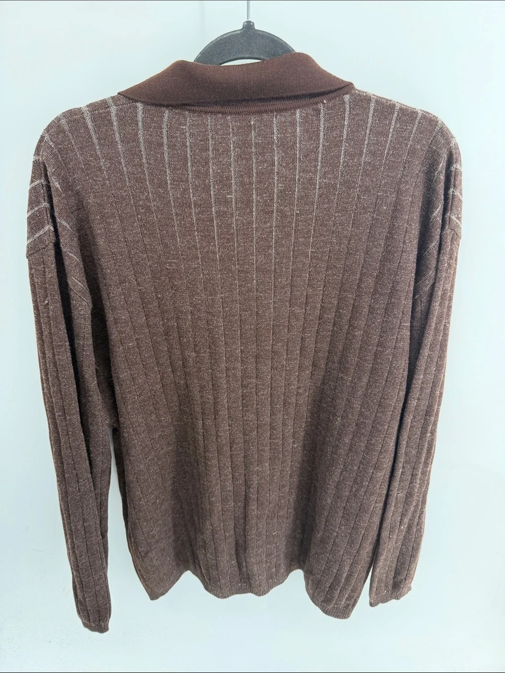 Canali Made In Italy 100% merino wool ribbed button up collared sweater top